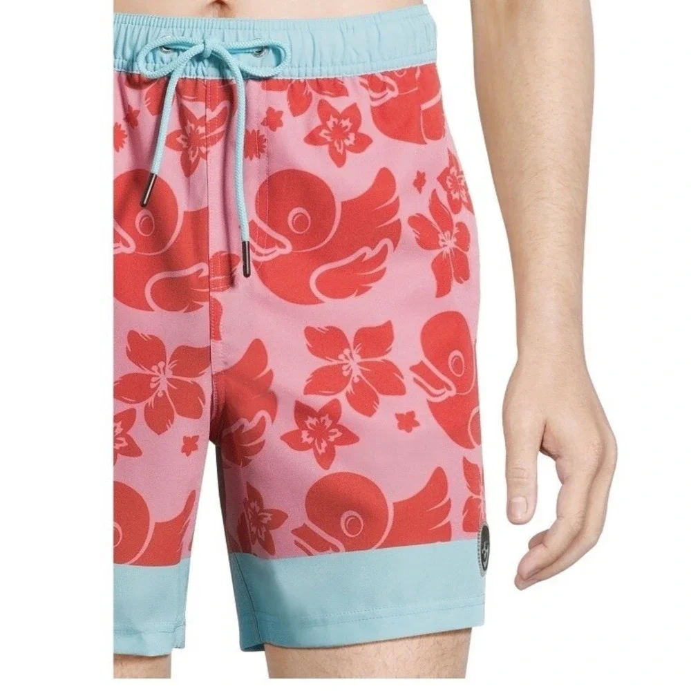 Neff Mens Graphic Ducky Life Swim Shorts Small 28-30 New with Tags Red Blue Nice